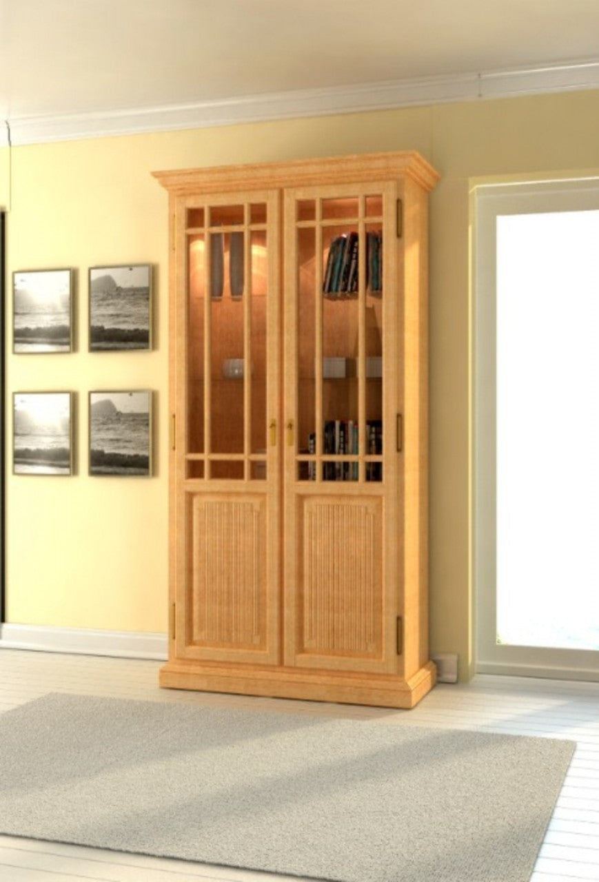 Vitrine Duett 2-türig – Pinie Massivholz, Breite 112 cm Pinie karamell