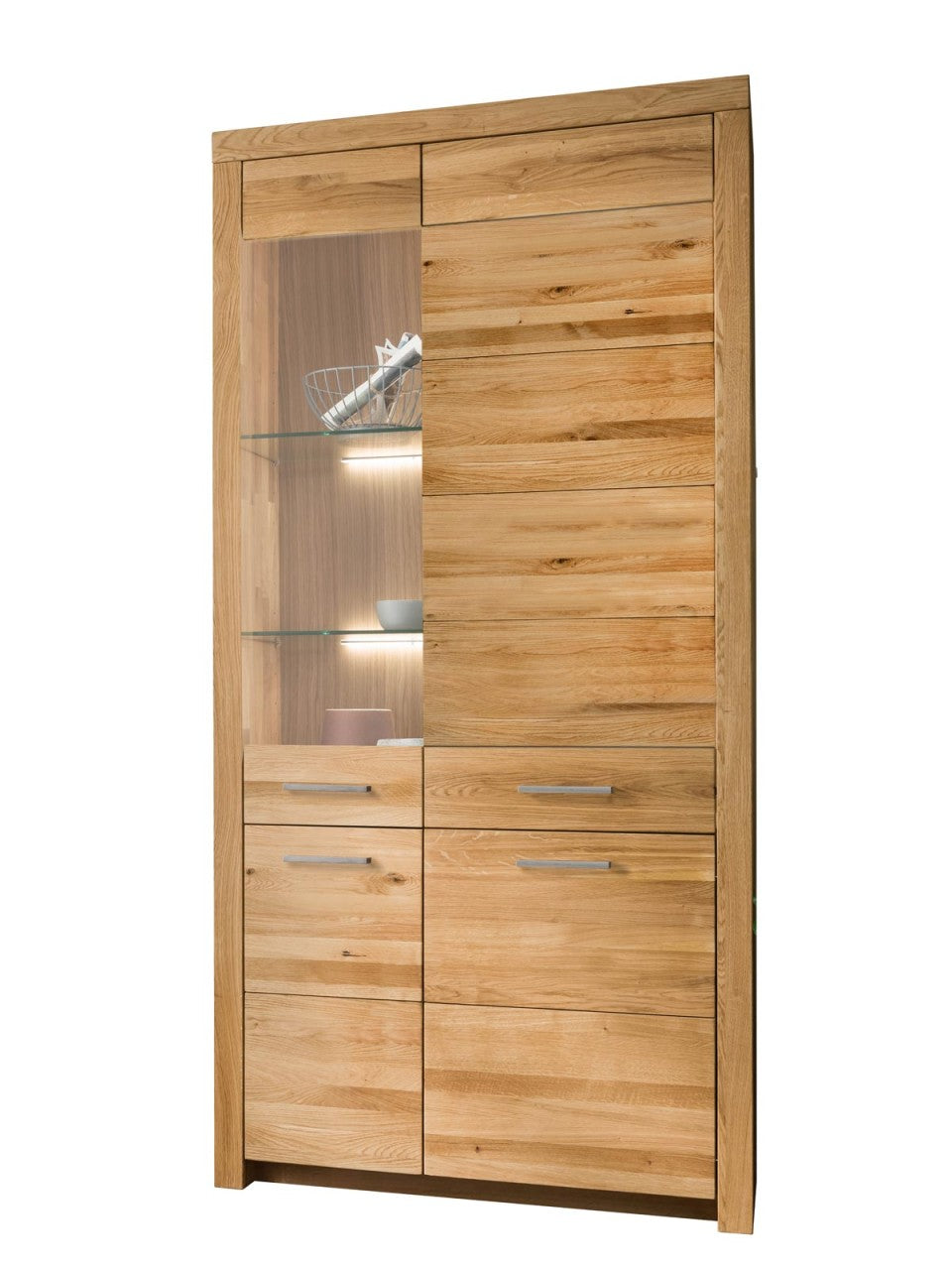 Wohnwand massiv Vitrine Lowboard Highboard 290x204cm Faro Wildeiche
