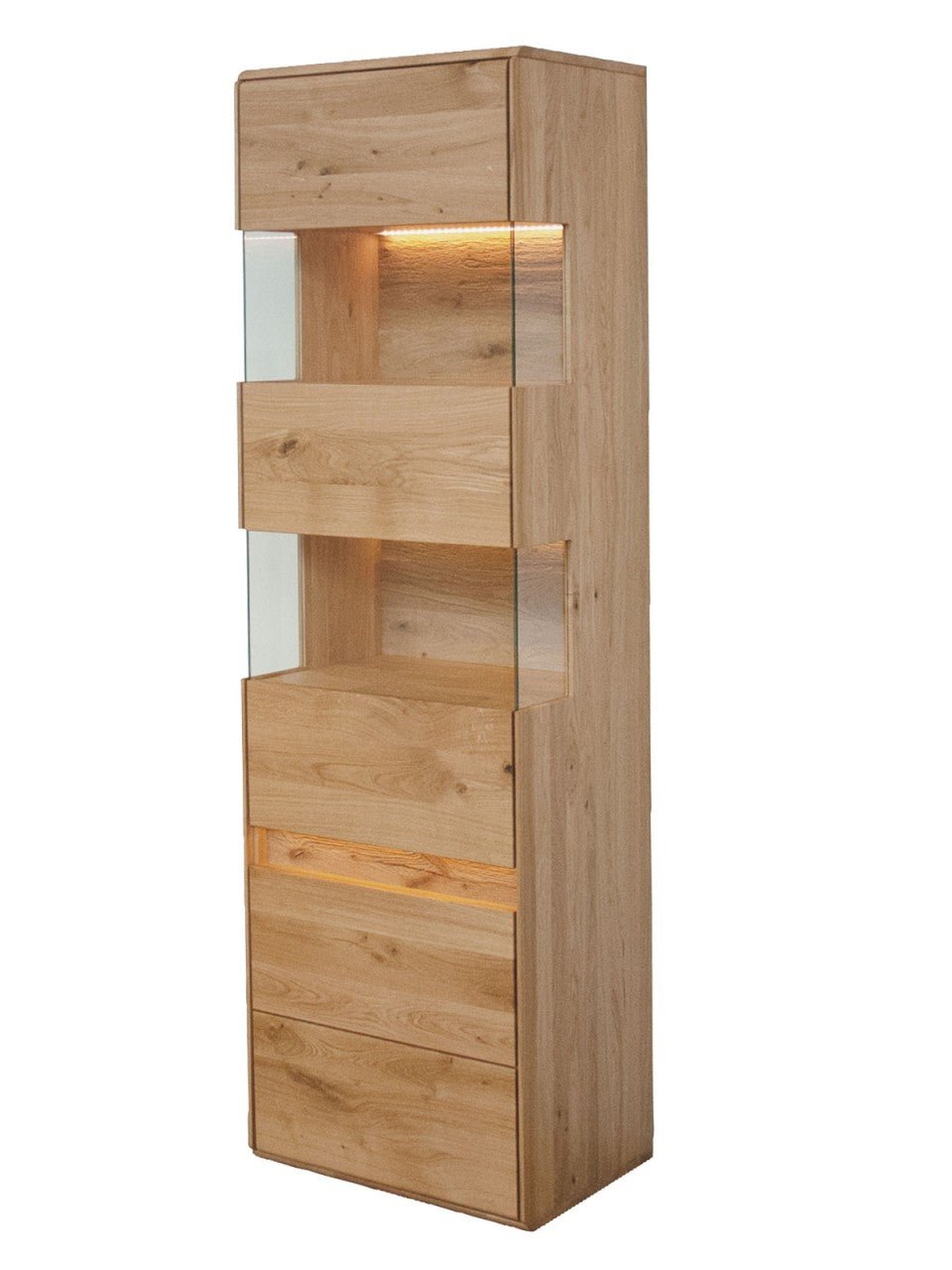 Vitrine Bergeiche Wildeiche Massivholz 2-türig