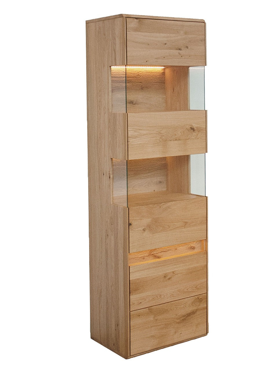 Vitrine Bergeiche Wildeiche Massivholz 2-türig