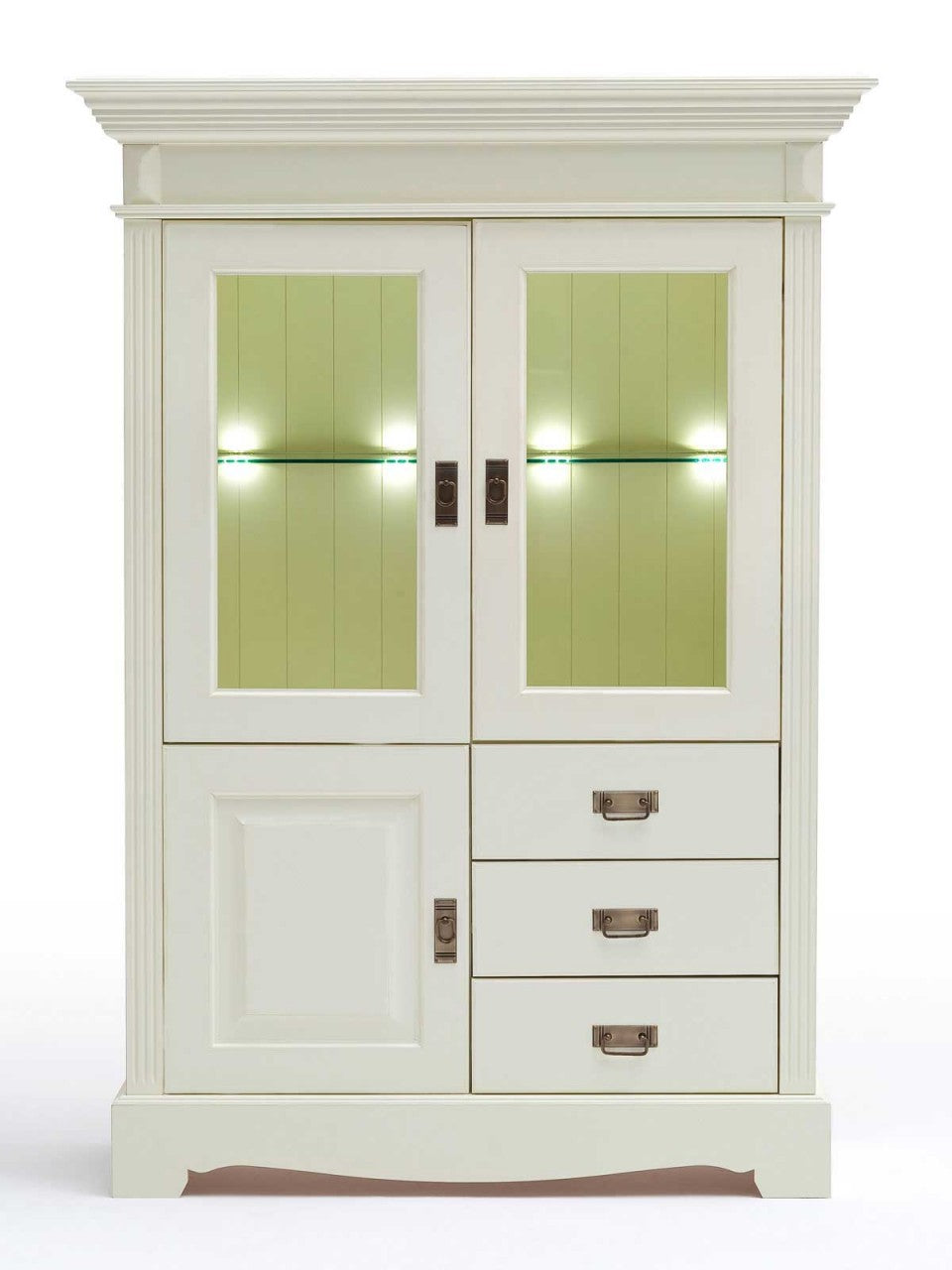 Wohnzimmer Schrank Set Wohnwand Padua 3-teilig B367xH204xT49cm massiv panna