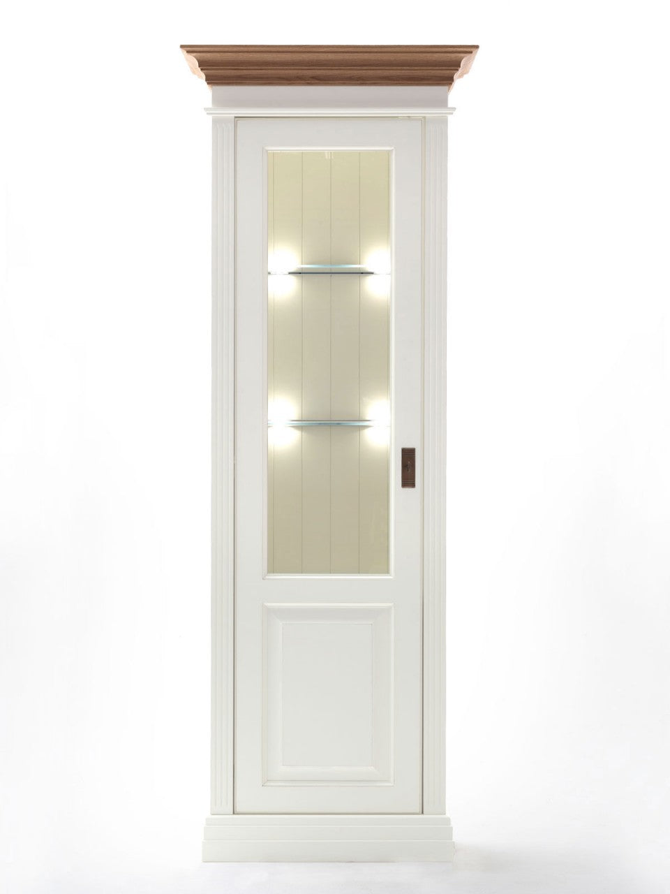 Wohnwand Set Novara Vitrine TV Schrank Highboard weiß Wildeiche massiv