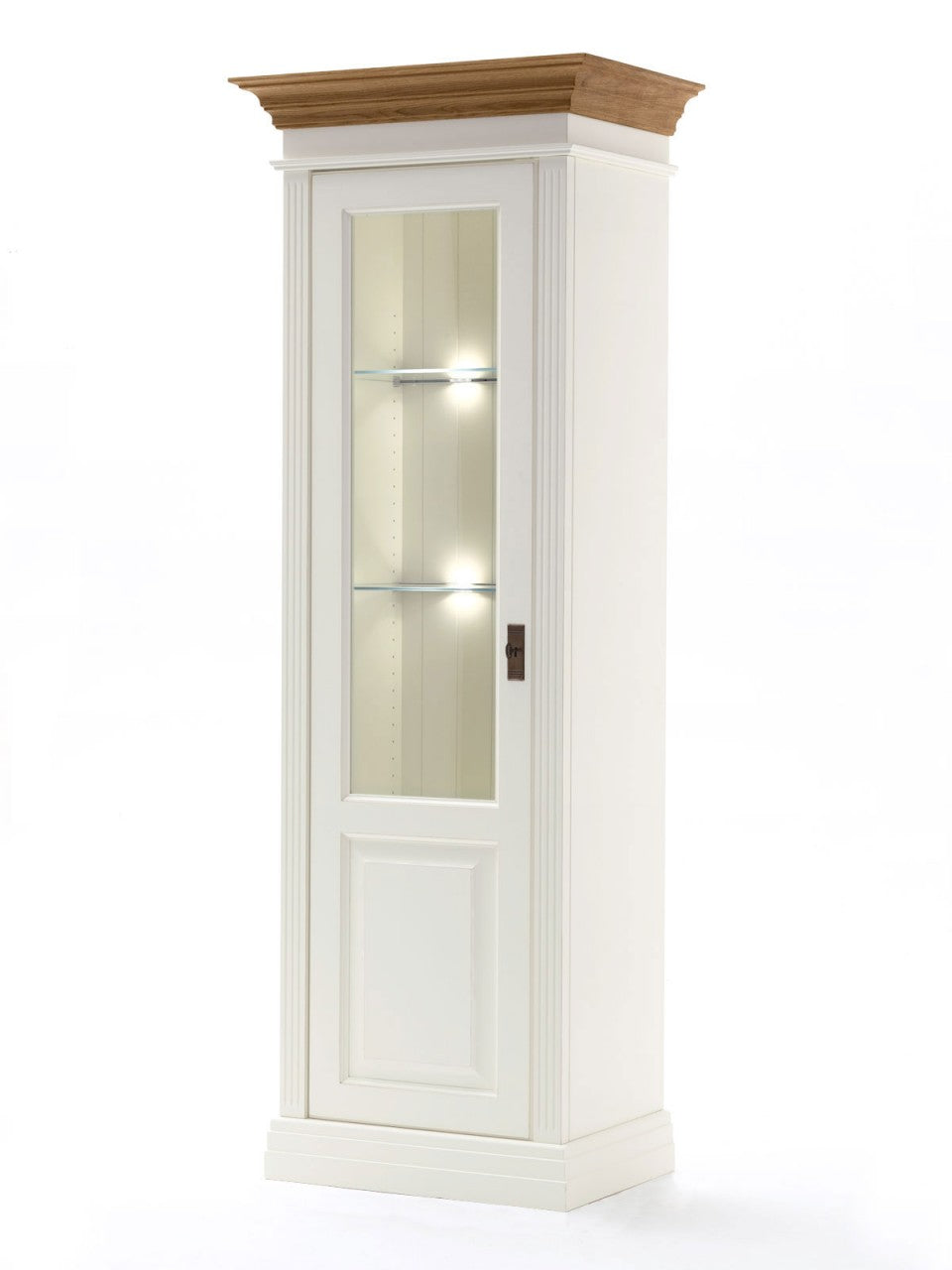 Vitrine Glas-Vitrine Standvitrine Novara 1-türig weiß Wildeiche massiv