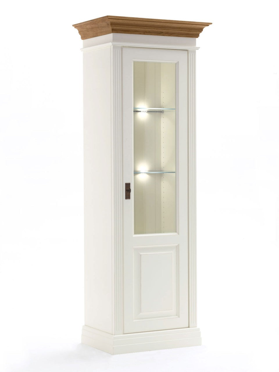 Vitrine Glas-Vitrine Standvitrine Novara 1-türig weiß Wildeiche massiv