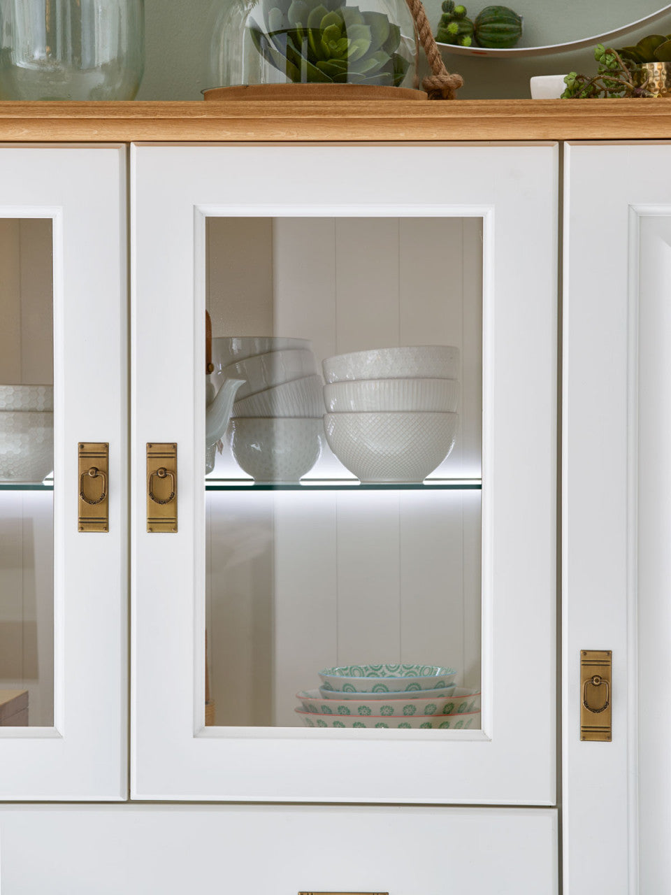 Vitrine Glas-Vitrine Standvitrine Novara 3-türig 3 Schubladen weiß