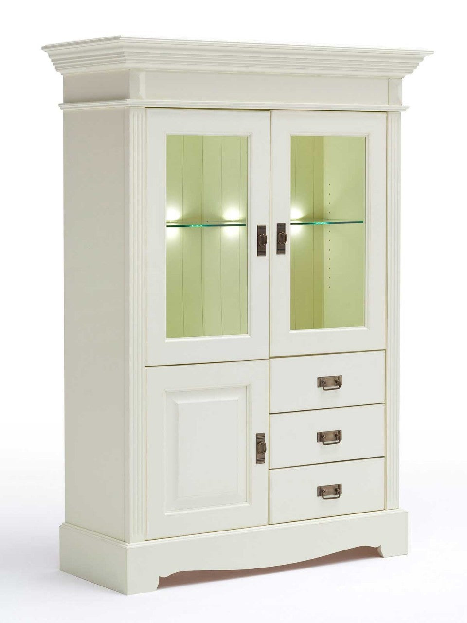 Wohnwand Wohnzimmer Schrank Set Padua 5-teilig B397xH204xT56cm massiv panna