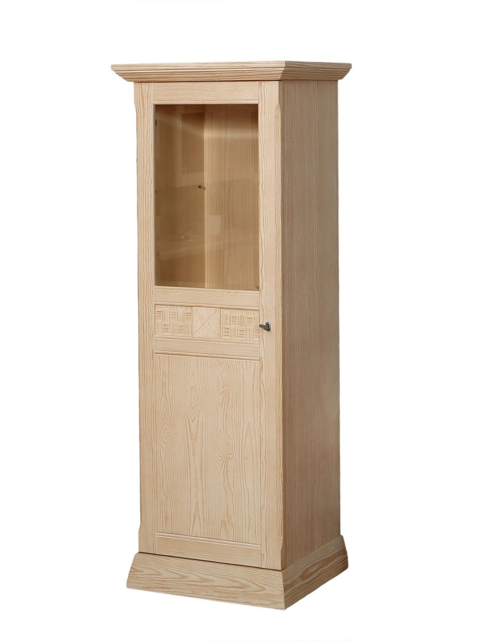Glasvitrine Vienna halbhoch – Massivholz Pinie mit LED-Beleuchtung 58 x 156 x 44 cm