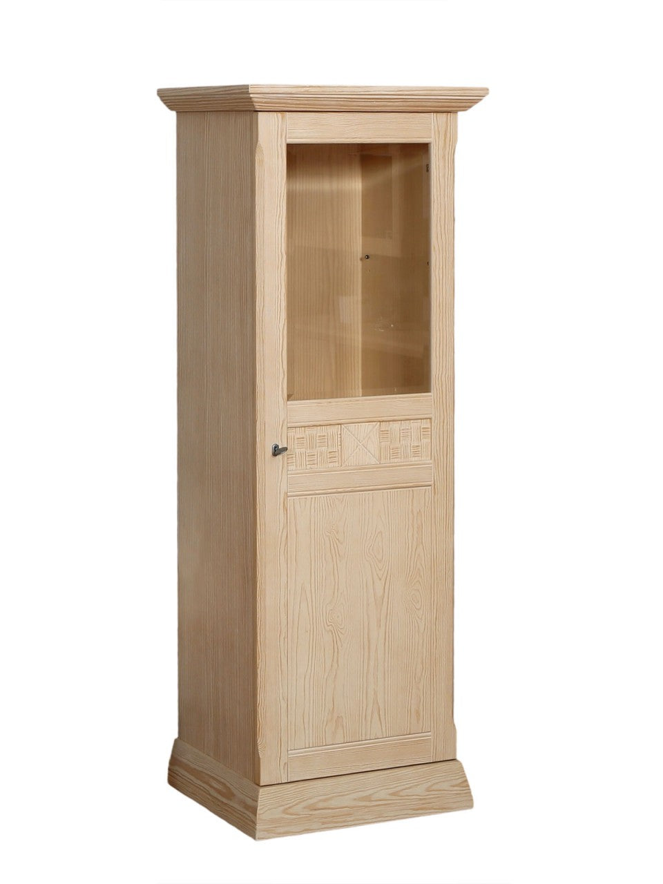 Glasvitrine Vienna halbhoch – Massivholz Pinie mit LED-Beleuchtung 58 x 156 x 44 cm