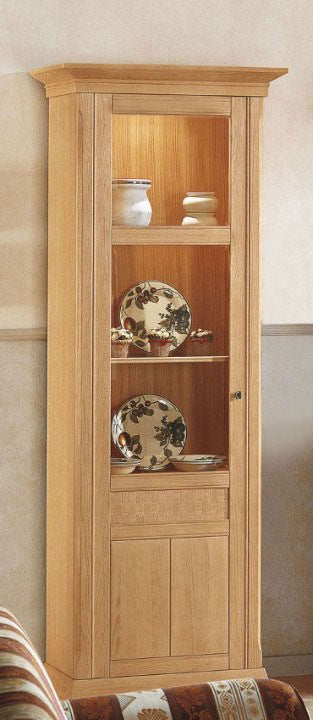 Standvitrine Vienna Hochformat – Pinie Massivholz, 76 x 210 cm