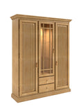 Vitrine Duett mit 3 Türen & 2 Schubladen – Pinie Massivholz, Breite 162x192 cm Pinie karamell