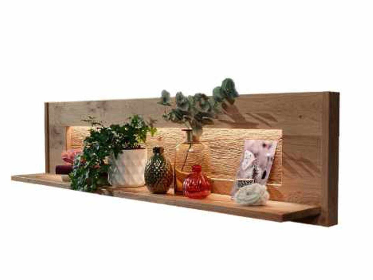Wandregal Bergeiche Wildeiche Massivholz B 123 oder 164 cm