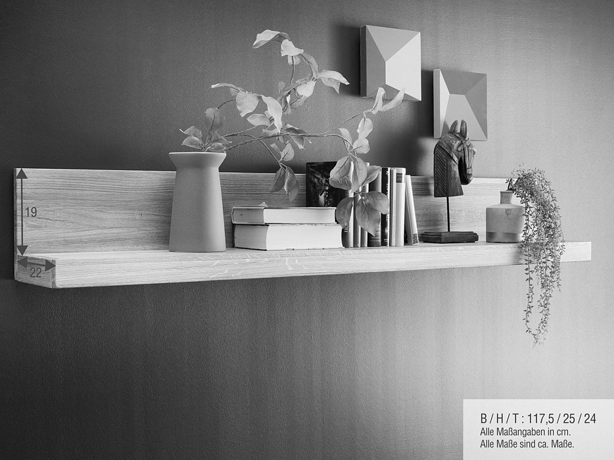 Bücher Regal Wandbord Massivholz B118/170/223cm Faro Wildeiche massiv