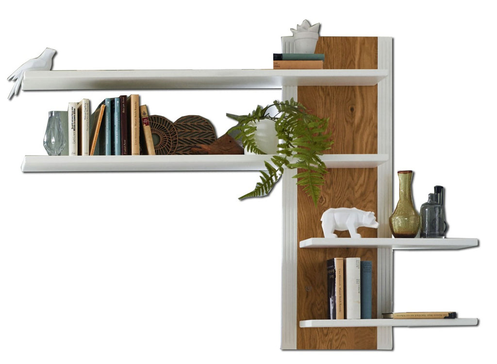 Wandregal Bücherregal Novara weiß Regal Bücherbord natur massiv