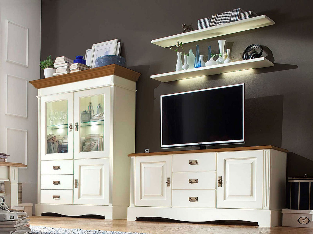 TV Schrank Set Wohnzimmer Padua 4-teilig B294xH161xT46cm massiv panna Absetzung sierra