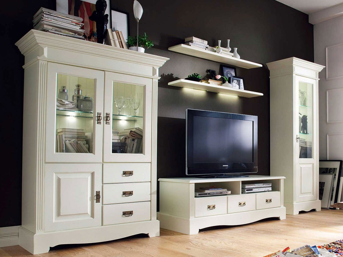 Wohnwand Set Padua 5-teilig B354xH204xT56cm massiv panna