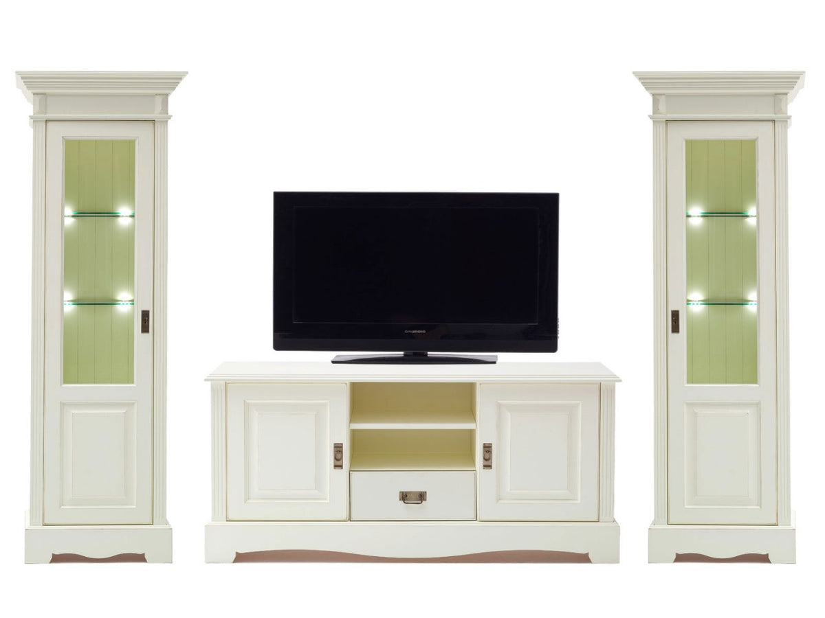 Wohnwand Wohnzimmer Schrank Set Padua 3-teilig B321xH204xT49cm massiv panna