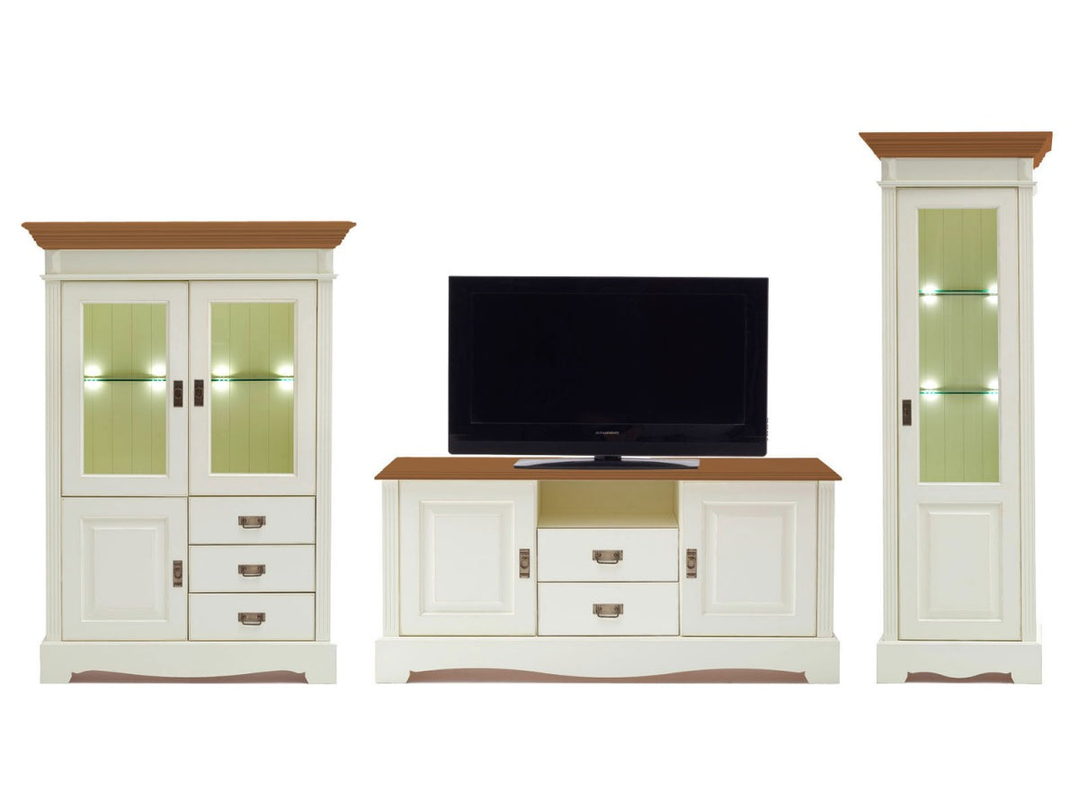 Wohnwand Schrank Set Padua 3-teilig B367xH204xT49cm panna Absetzung sierra