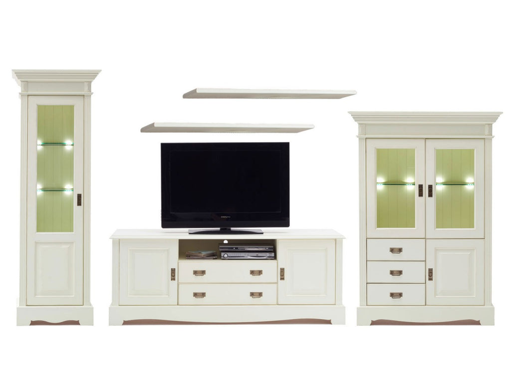 Wohnwand Padua 5-teilig B397xH204xT56cm massiv panna