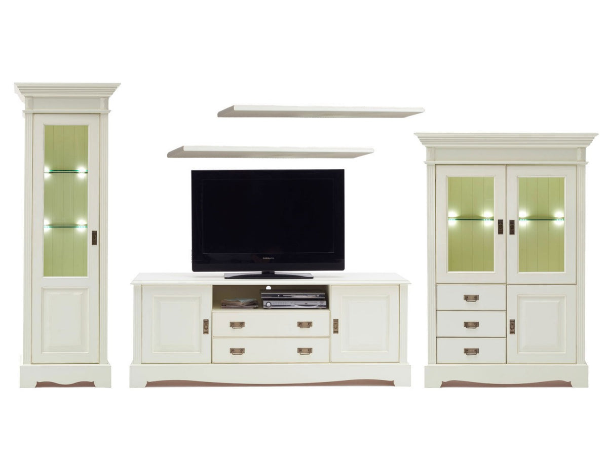 Wohnwand Padua 5-teilig B397xH204xT56cm massiv panna