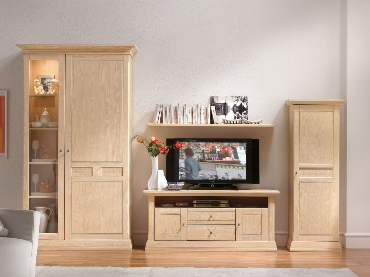 Wohnwand-Set Vienna - 4-teilig aus Pinienholz, klassisches Design B340 x H210 cm