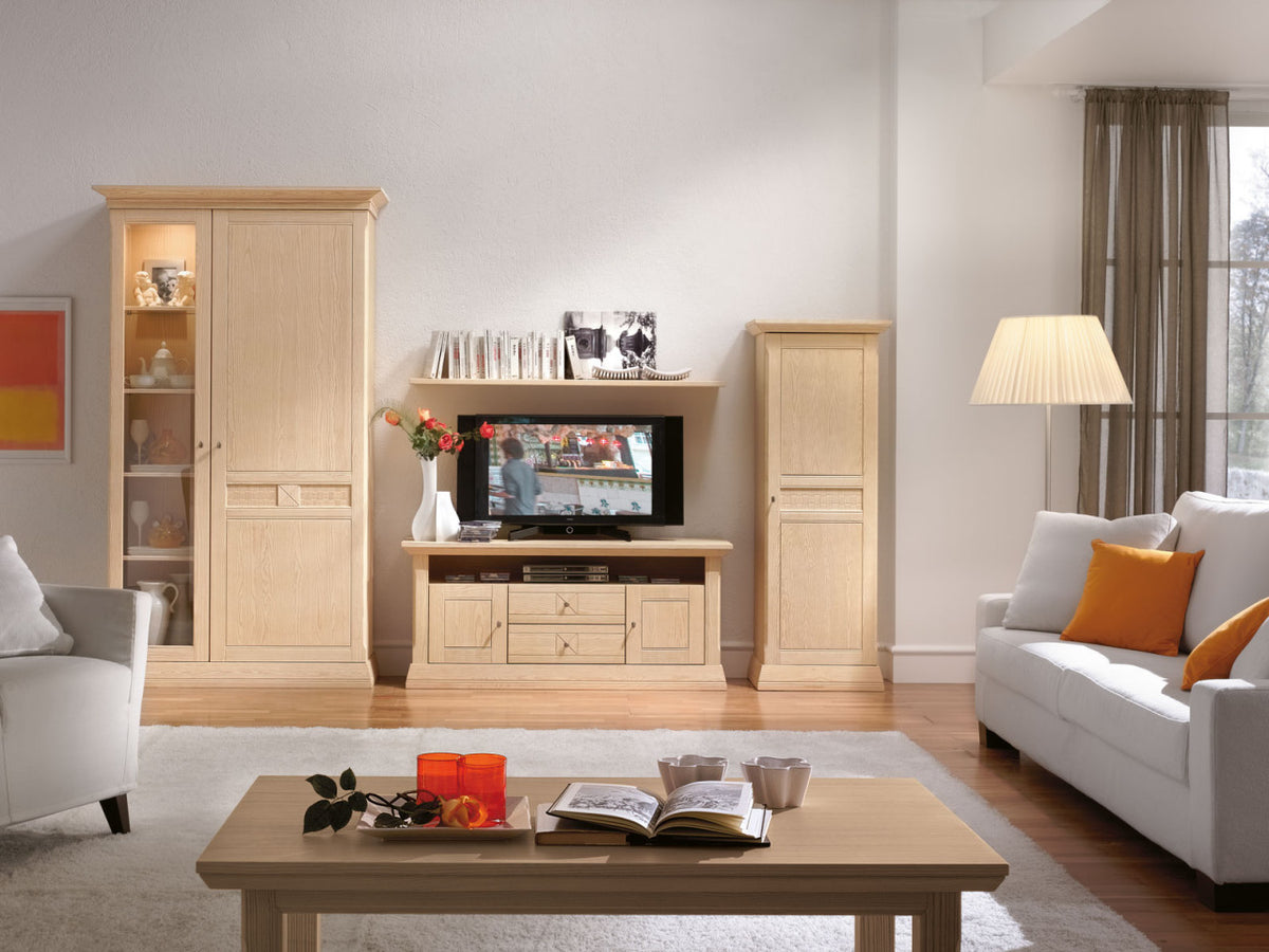TV Schrank TV Lowboard Vienna B 139 x H 62 cm, Pinie massiv Pinie natur gebürstet