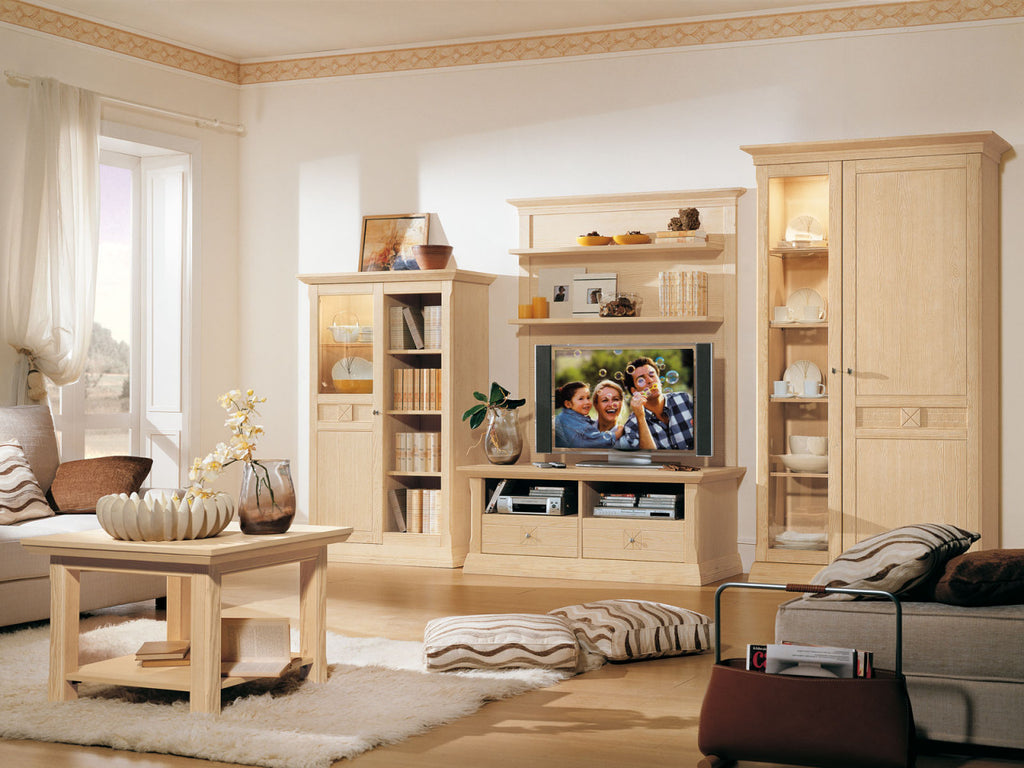 Standvitrine Vienna mit Glas-Holzfront – Pinie Massiv, 121 x 210 cm Pinie natur gebürstet
