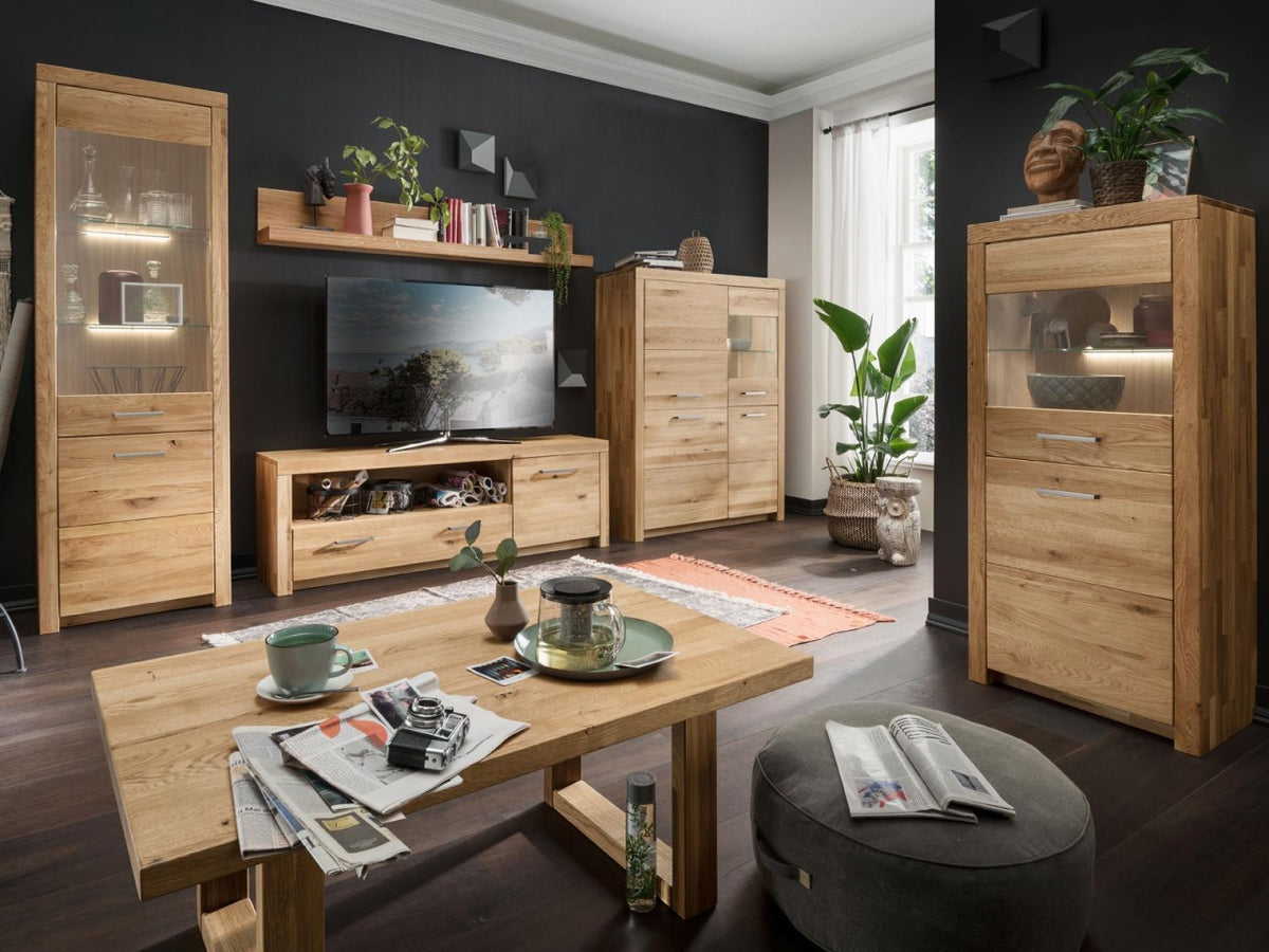 Highboard Massivholz Hochanrichte B65 H141cm Faro Wildeiche massiv