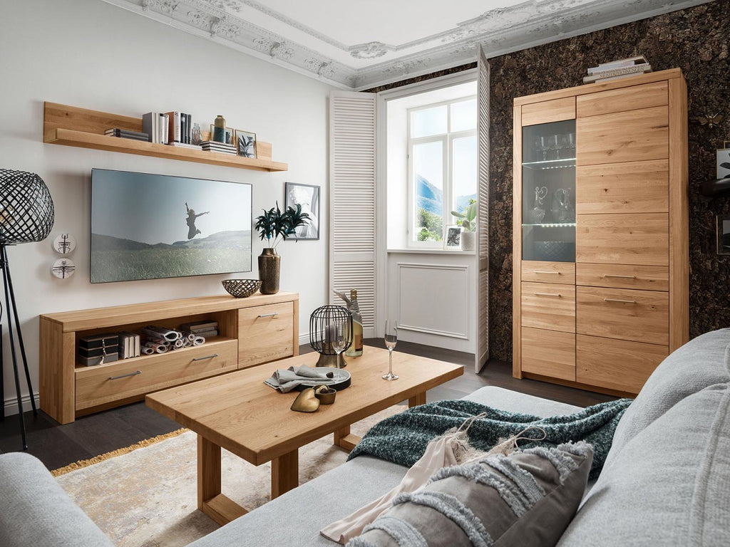 Bücher Regal Wandbord Massivholz B118/170/223cm Faro Wildeiche massiv